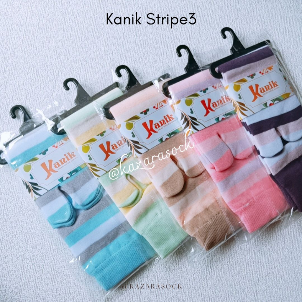 Kazarasock - Kaos Kaki Jempol Motif Stripe - Kanik Stripe3-M