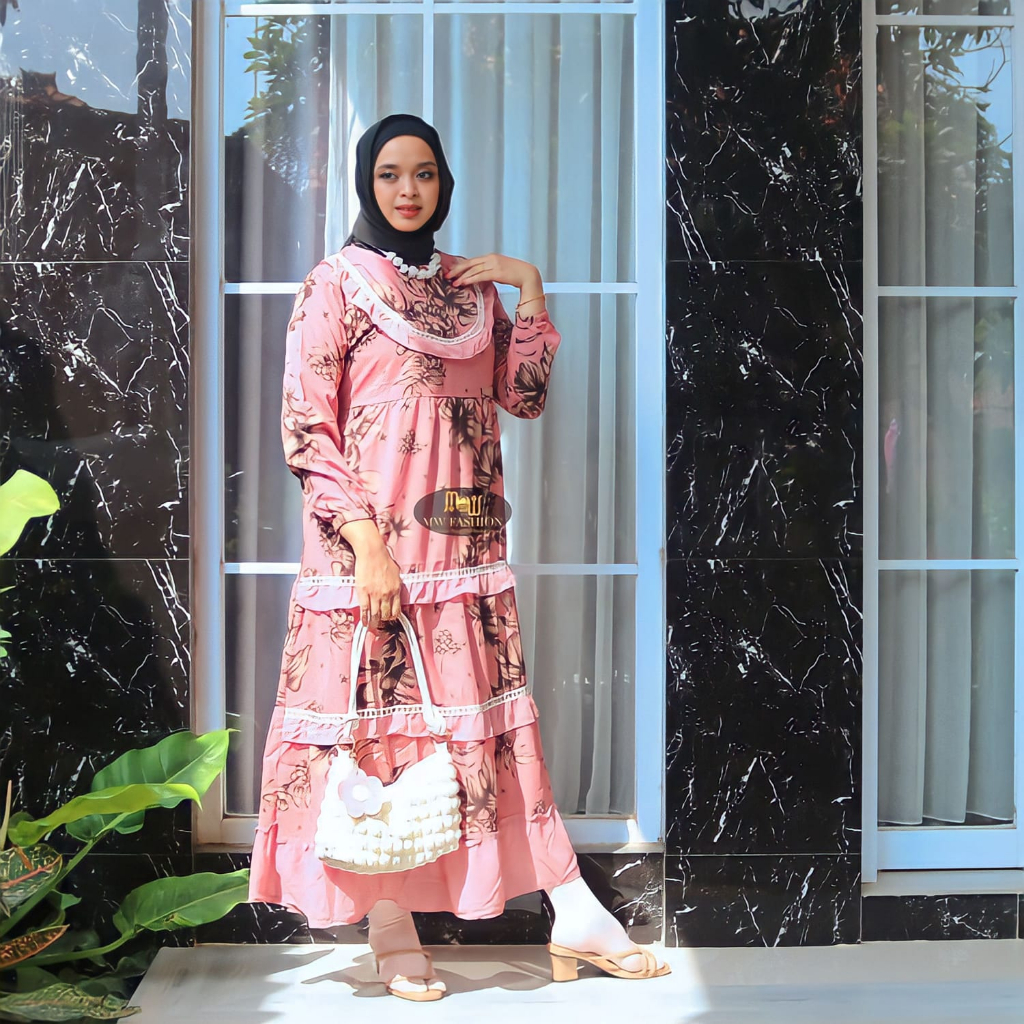 Gamis Monalisa Renda Premium Motif Bunga / gamis susun monalisa kombinasi ceruty (MONALISA REMPEL)