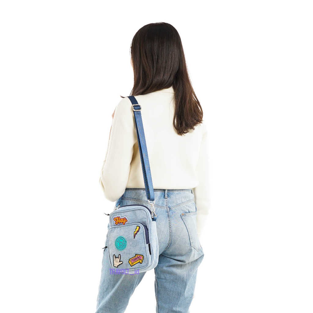 Tas Selempang Jeans Patch -Travolt - Sling bag - Tas Denim - Tas Patch - Arrow