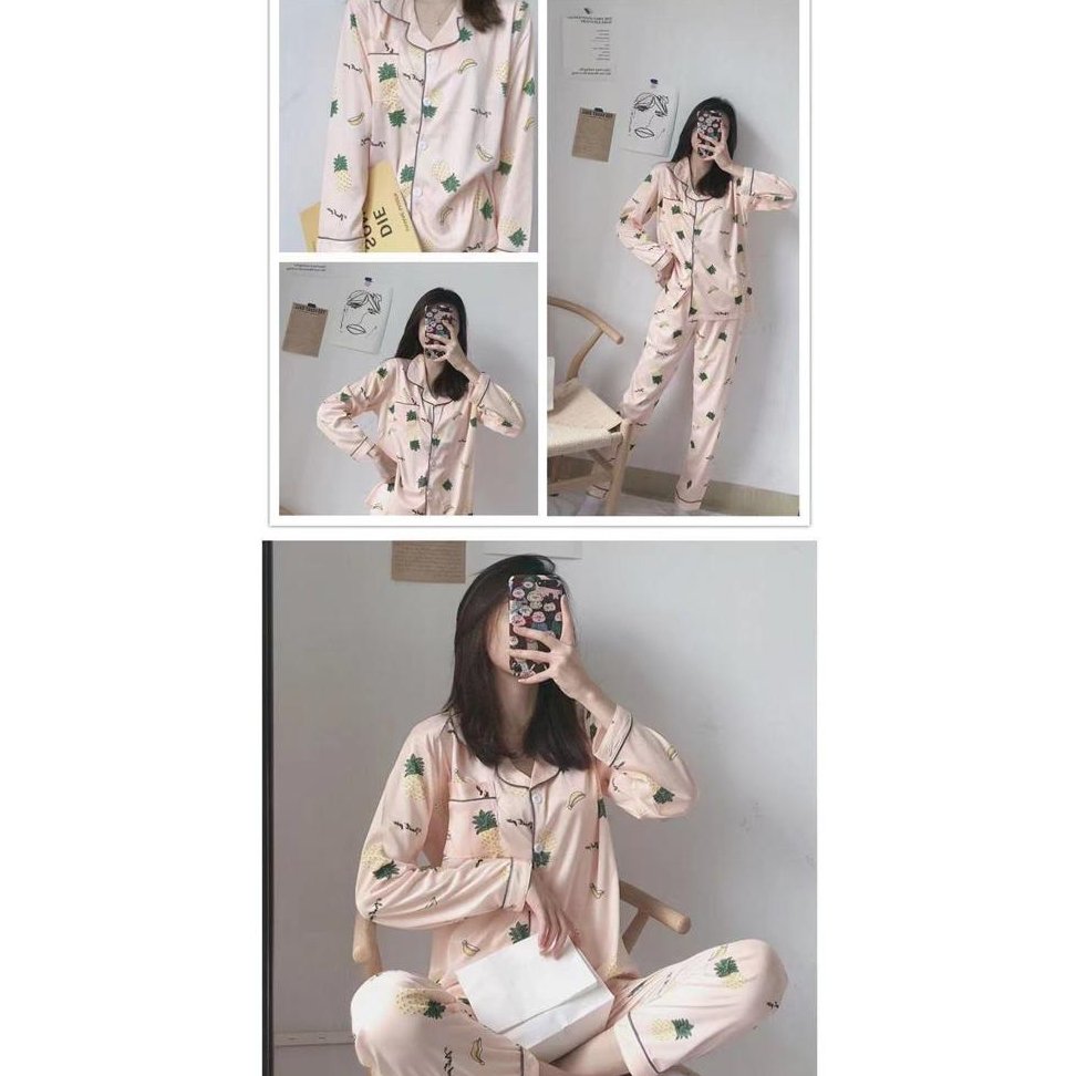 LEXJAKARTA B26 - BAJU TIDUR PIYAMA SET KEMEJA CP LENGAN PANJANG CELANA PANJANG IMPORT PIYAMA KEMEJA BAJU TIDUR WANITA