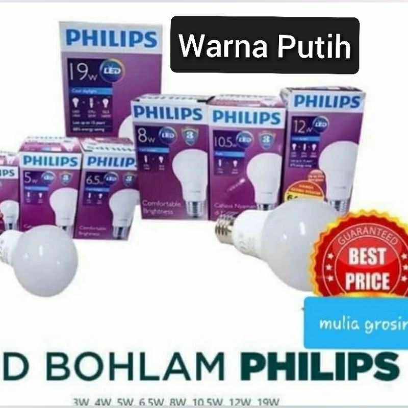 Lampu Led Philips Putih My Care Led Bulb Putih 3w 4w 6w 8w 10w 12w 14.5w 19w