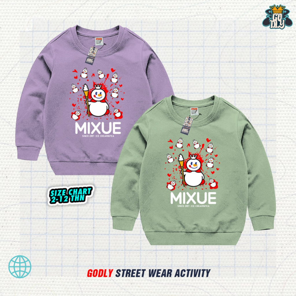 Sweater Anak MIXUE Bahan Katun Flecee Usia 1-12th Bisa COD Bayar Di Tempat GODLYKIDS