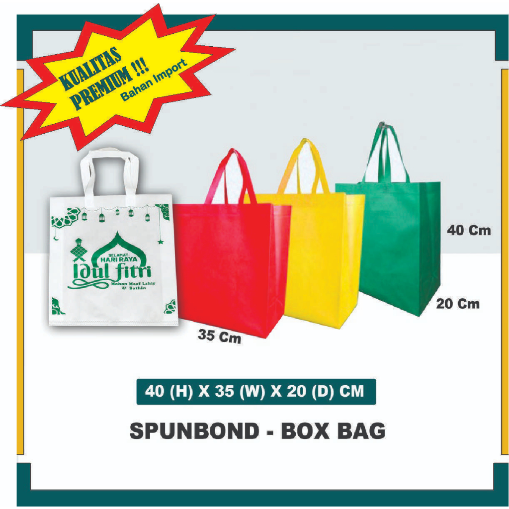 

Tas Spunbond 3D 40x20x35 cm ) tasspunbond/tas premium/goodiebag/taskain/taskado