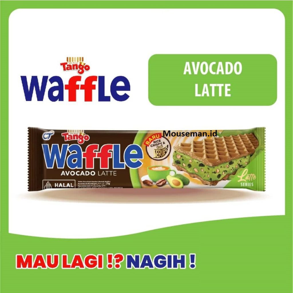 

Tango Bentuk Waffle AVOCADO LATTE Wafer Rasa Kopi Alpukat Rice Crispy & Kopi Seruput Latte Series 25gr