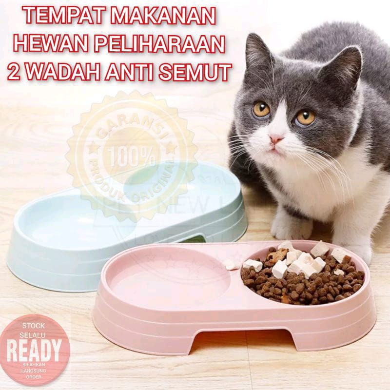 MANGKOK MAKANAN KUCING ISI 2 TERMURAH/ TEMPAT MAKAN HEWAN 2 WADAH