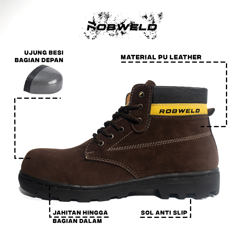 Sepatu Safety Pria Original Robweld Ujung Besi Untuk Proyek Kerja Lapangan Industri Outdoor