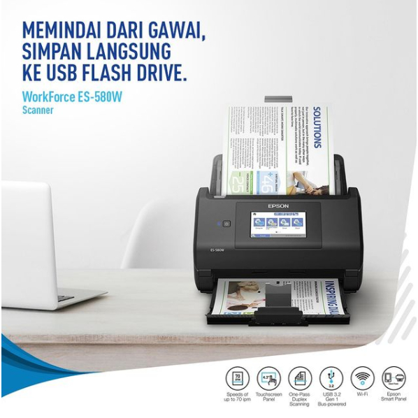 (PACKING KAYU) Scanner Epson ES-580W ES580W ES 580W ES 580 W A3 WiFI Garansi Resmi