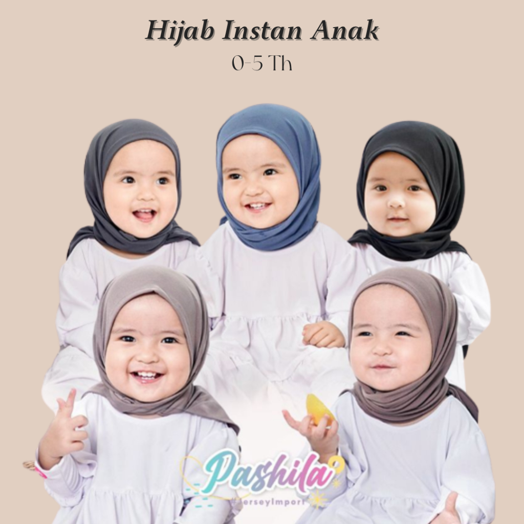 Bisa COD' Elnara Hijab Segitiga Instan Anak 0-5 Tahun Jilbab Instan Anak Jersey Premium Grosir Pashm