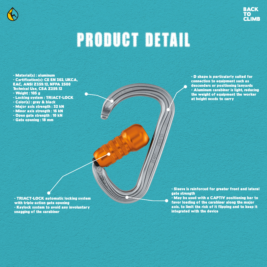 Petzl BmD Triact Lock Carabiner for Working at Height