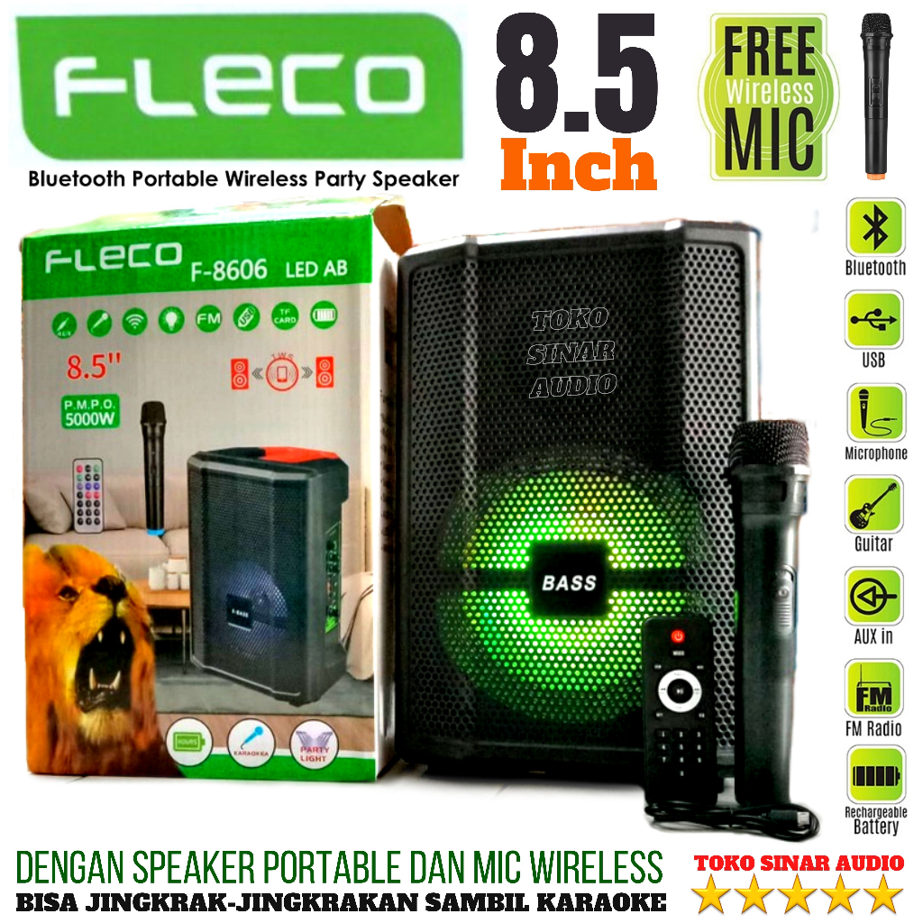 SPEAKER BLUETOOTH FLECO F-8606 LED AB / F-8606 BAL | SPEAKER FLECO F 8606 LED AB | FLECO F-8606BAL 8