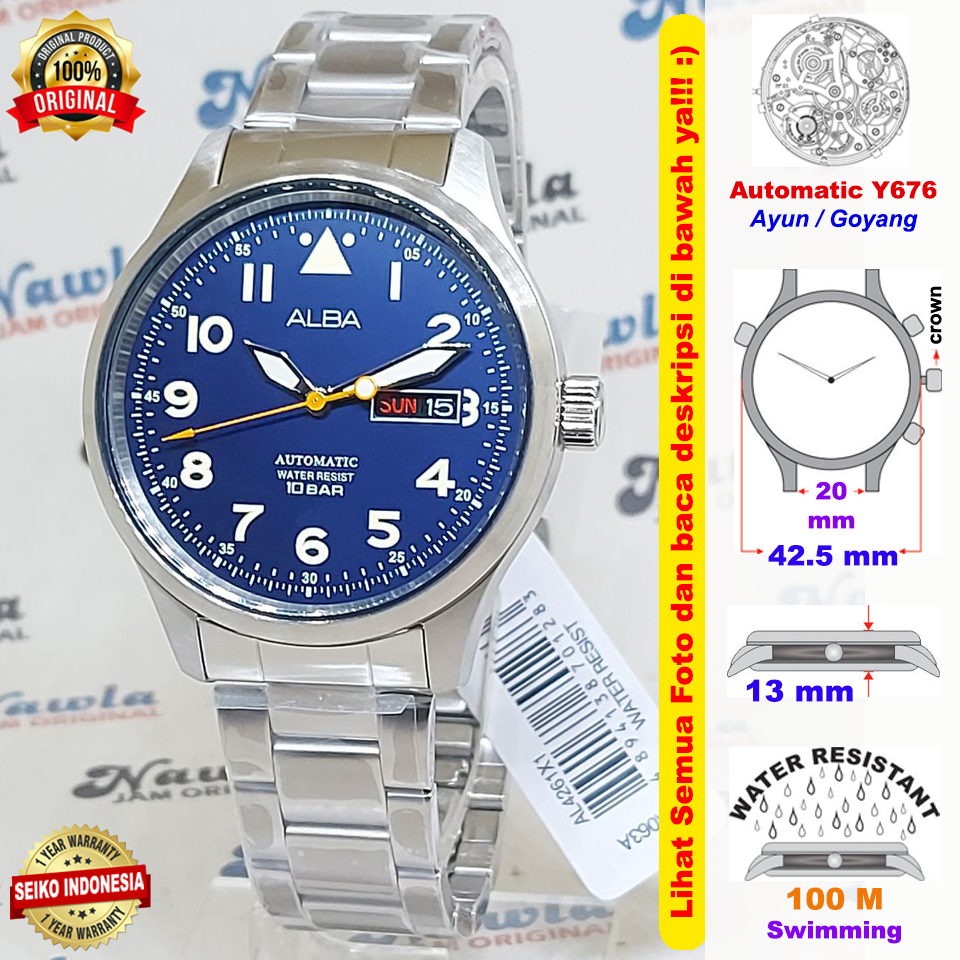 Alba Automatic AL4261X1 Blue Dial - Jam Tangan Pria AL4261