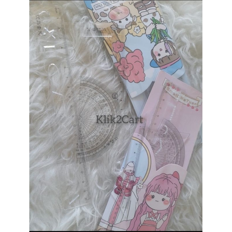 

Penggaris set isi 4pcs / penggaris 4 in 1/ study set fancy