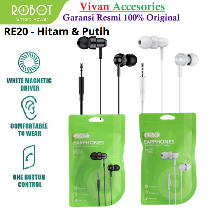 Headset Robot RE20 Oblique ln-Ear Deep Bass ultra light Earphone