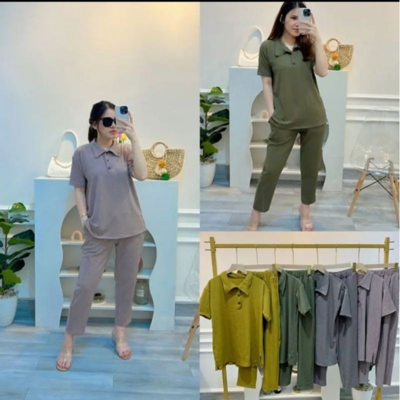one set kenit terbaru / setelan kenit pendek / setelan kenit kekinian