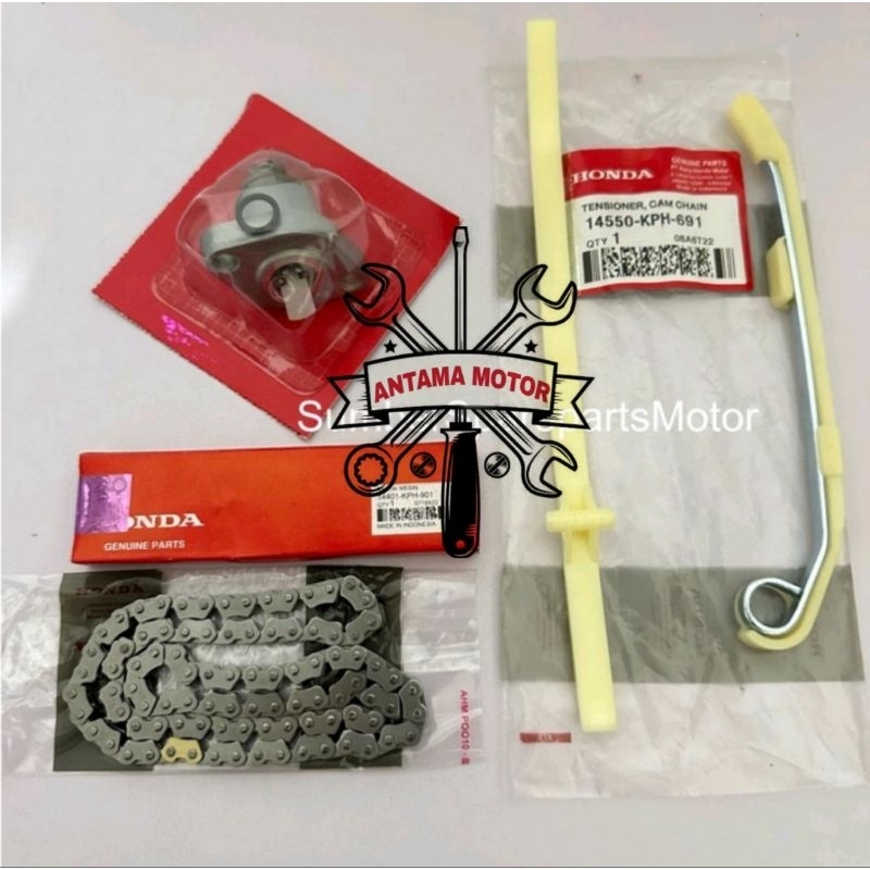 Paket Tensioner Rantai Keteng + Tonjokan keteng + Karet Lidah Honda Kharisma Supra X 125