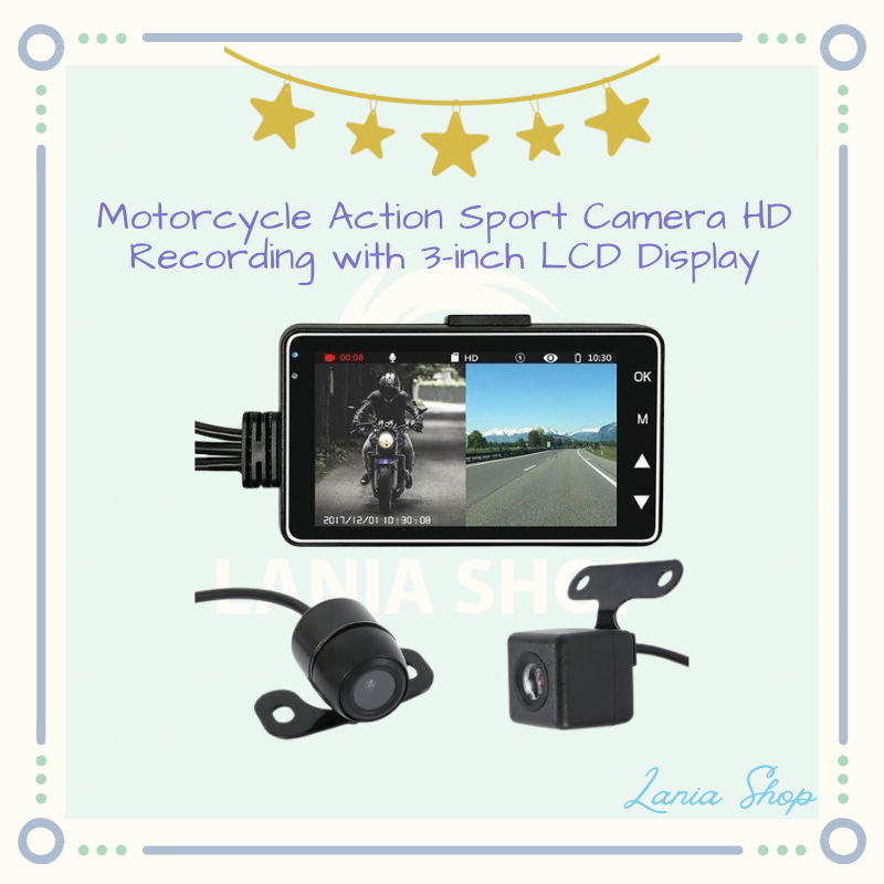 Motorcycle Action Sport Camera HD Recording with 3-inch LCD Display