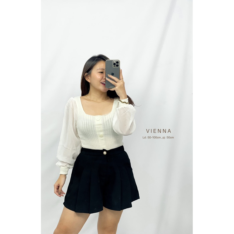 MDLV ~ VIENNA PJ RAJUT BLOUSE KOREA BLOUSE WANITA BLOUSE RAJUT ATASAN LENGAN PANJANG FASHION WANITA