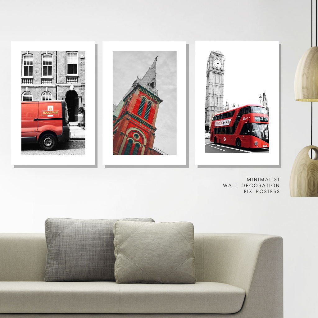 Hiasan dinding ruang tamu minimalis Poster london Wall decor