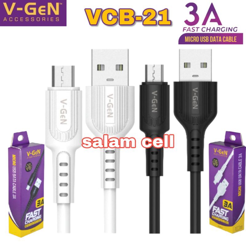 Kabel Data Micro Usb V-Gen VCB-21 3A Faat Charging Original Vgen Garansi Resmi