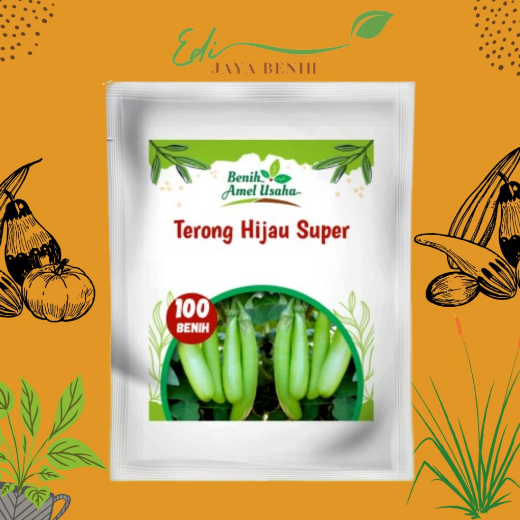 benih terong hijau super isi 100 biji / bibit benih sayur terong hijau / benih terong pilihan