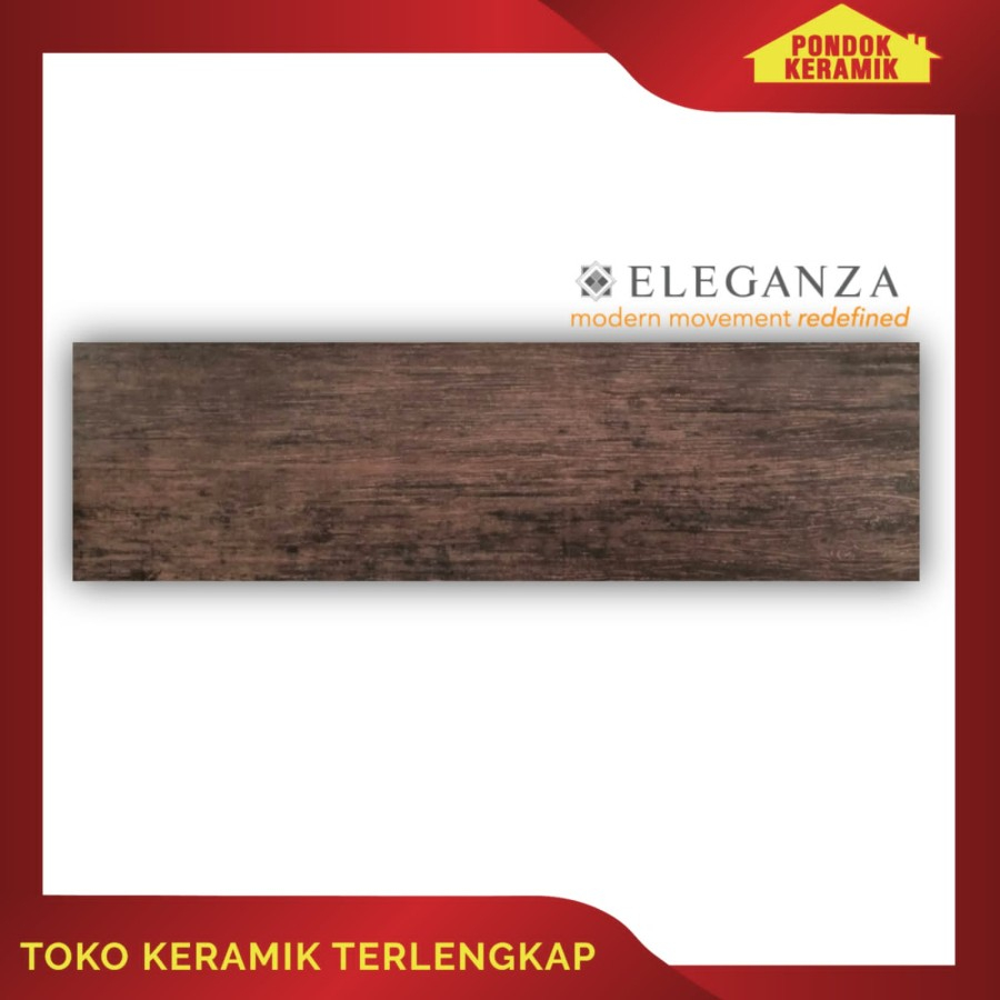 Granit Lantai Eleganza 15x60 Motif Serat Kayu Coklat Tua / Dark Brown Chestnut / 615L084