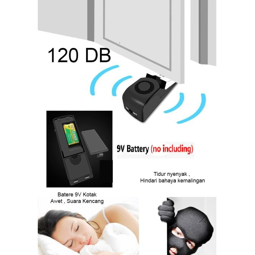 Security Door Stop Alarm Pintu Rumah Anti Theft Maling Ganjal Sumbat