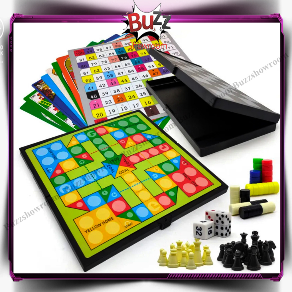 18 in 1 Magnetic Game Family Board Game Mainan Catur Ludo Ular tangga