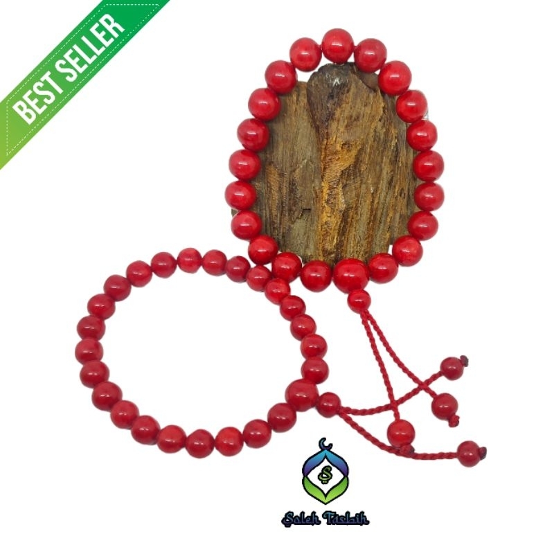 Gelang Batu Coral Marjan Merah Asli Original_Size 6mm-10mm