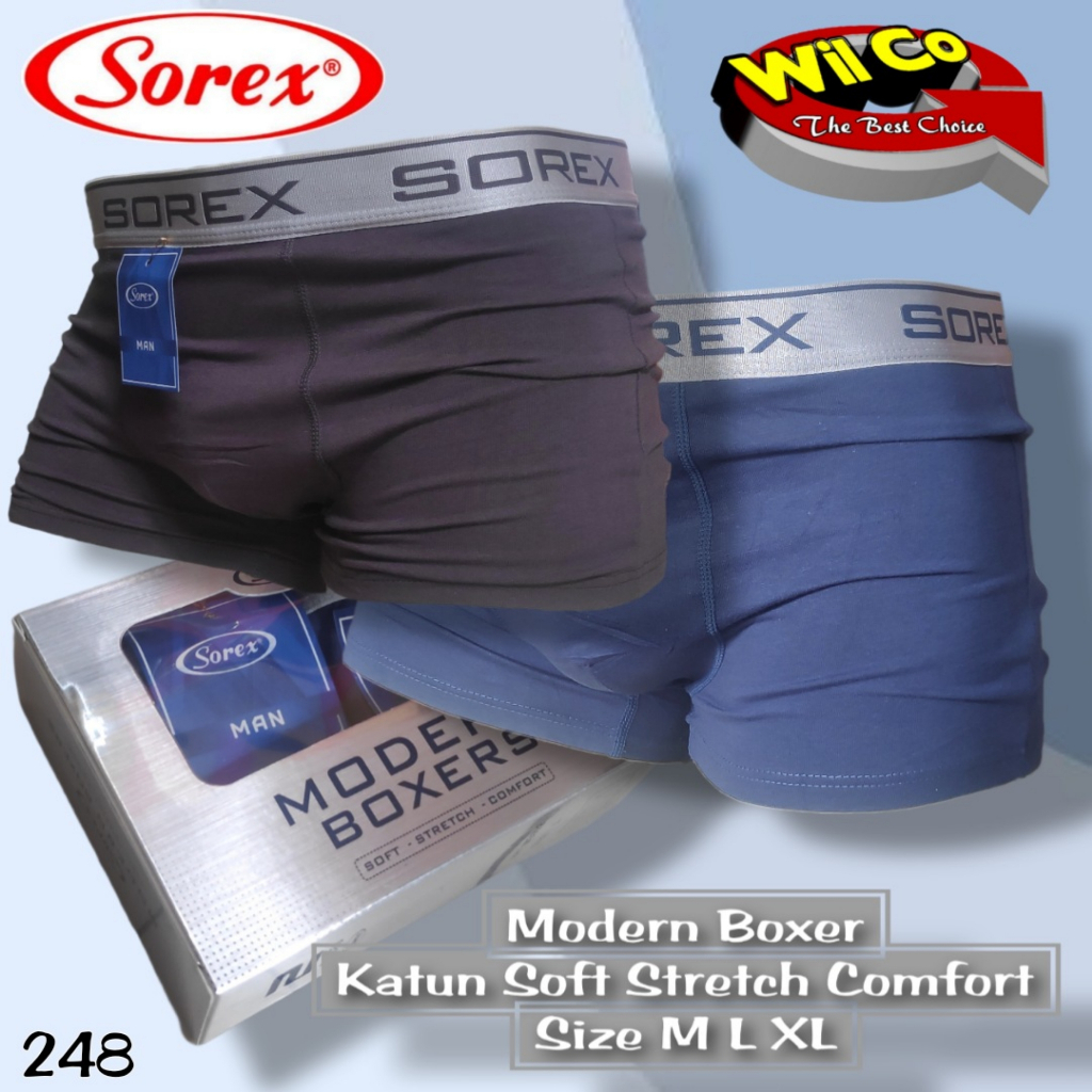 K248D - (DIJUAL PER 1 BOX ISI 2 Pcs) CELANA DALAM BOXER PRIA SOREX SIZE S - XL