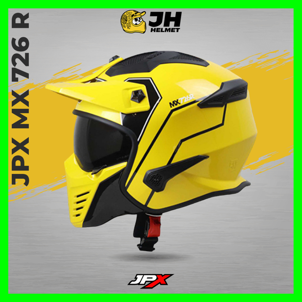 Helm JPX MX 726R MX02 X-Ride Yellow Lemon Doff | Helm Full Face | JUAL HELM