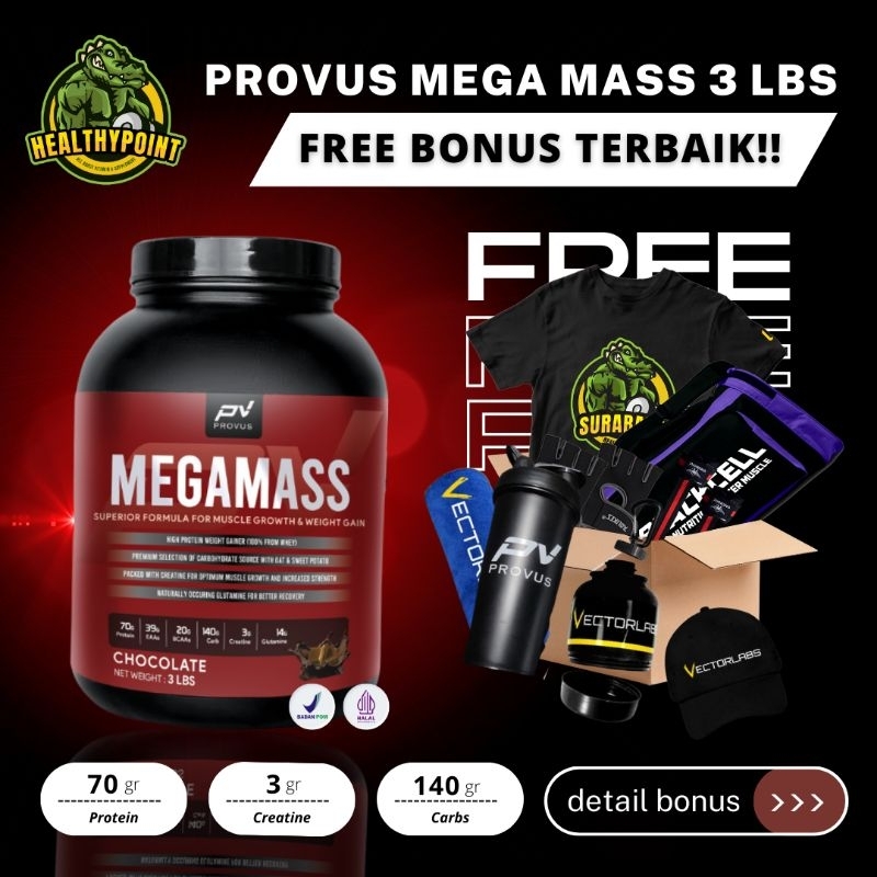 Provus Mega Mass 3 Lbs Gainer Superior Formula For Muscle Growth And Weight Gain