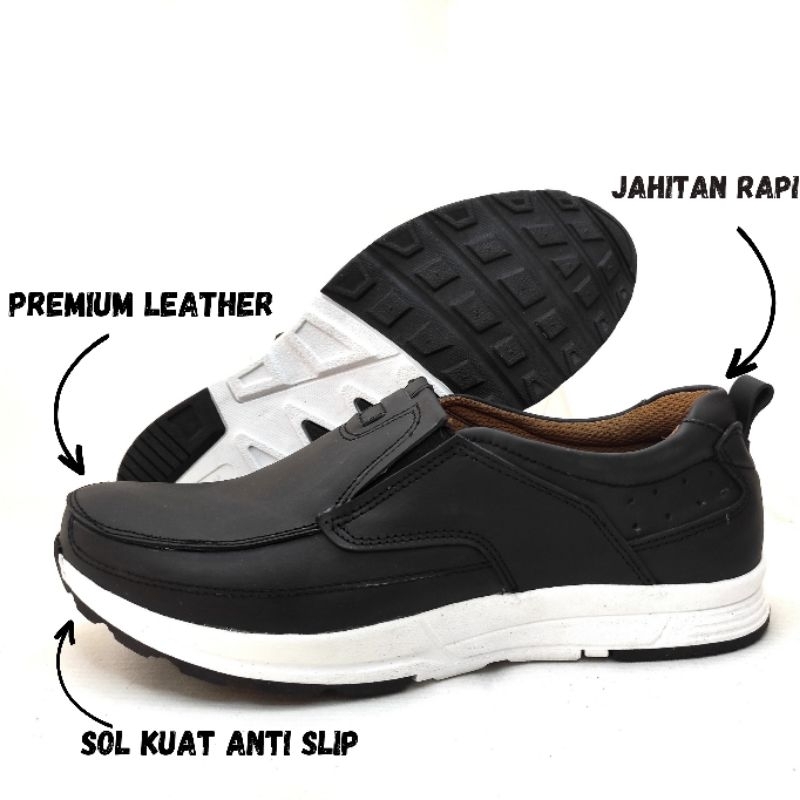 Sepatu Sneakers Casual Pria Bahan Kulit Asli Original Model Santai Elegan Murah K10