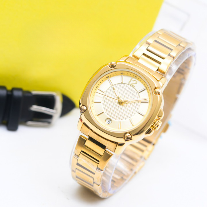 JAM TANGAN WANITA FASHION HB-001 RANTAI + TALI KULIT TANGGAL AKTIF