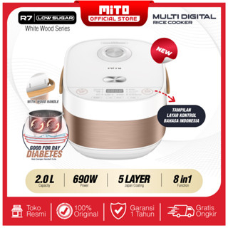 MITO NEW R7 GLOW 2L DIGITAL RICE COOKER LOW CARBO RENDAH GULA BLACK GOLD DAN SILVER BLUE  DESKRIPSI R7  Mito R7 Glow