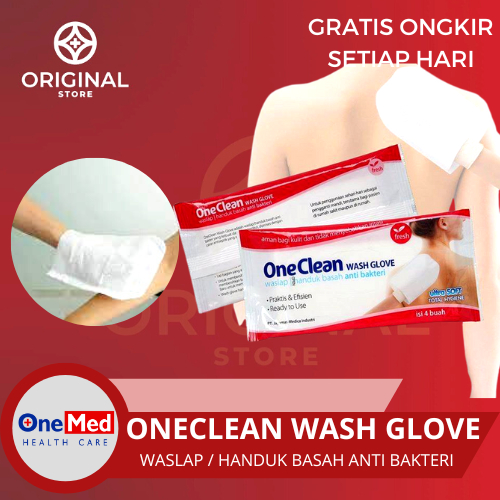 ONECLEAN ONE CLEAN WASH GLOVER WASLAP HANDUK BASAH ANTI BAKTERI ISI 4 PCS - ONEMED