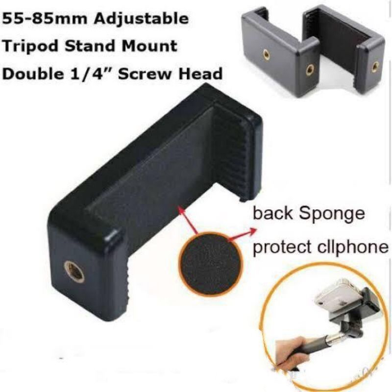 Clamp Holder U Universal  Holder HP bisa digunakan untuk holder HP seperti di tripod ataupun di tongsis Bisa untuk semua jenis HP dengan ukuran layar maksimal 5.5&quot;  Semua holder akan dicek sebelum dikirim  Demi keamanan dan kenyamanan bersama kami saranka