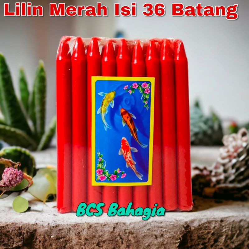 Lilin Isi 36 Batang Tipe P360 Warna Merah Red Candle Type 360 Bagus