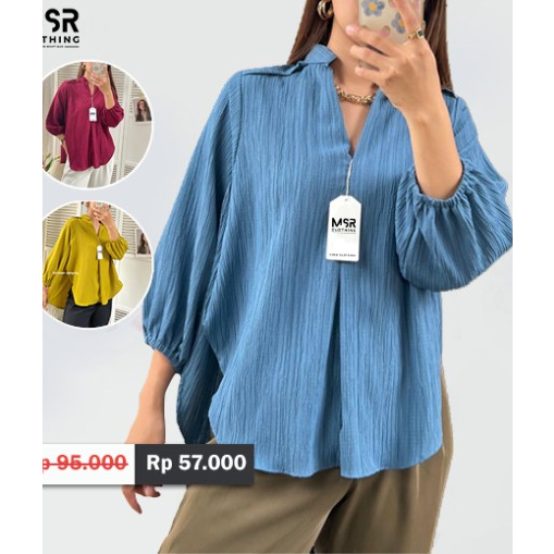 Baju atasan wanita terbaru - blouse lady crush crinkle - atasan lady crush - livia blouse lady crush - Blouse Wanita Polos - Atasan Wanita Lady crush - Blouse Lady Crush - Outer Premium Wanita - Livia Lady Crush Original - Bahan Tebal Adem