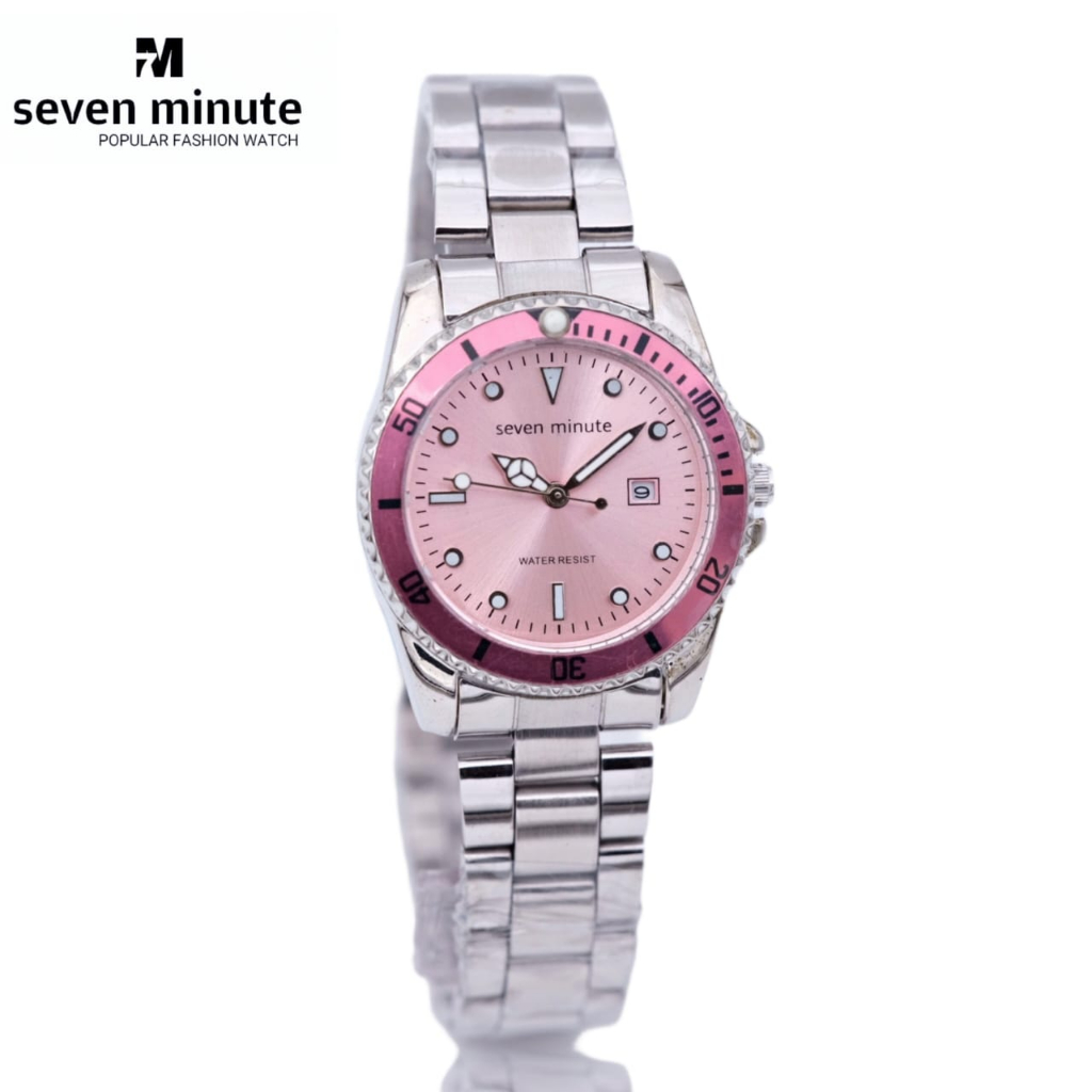 JAM TANGAN WANITA SEVEN MINUTE M706 - LS022 RANTAI FULL STAINLESS TANGGAL AKTIF