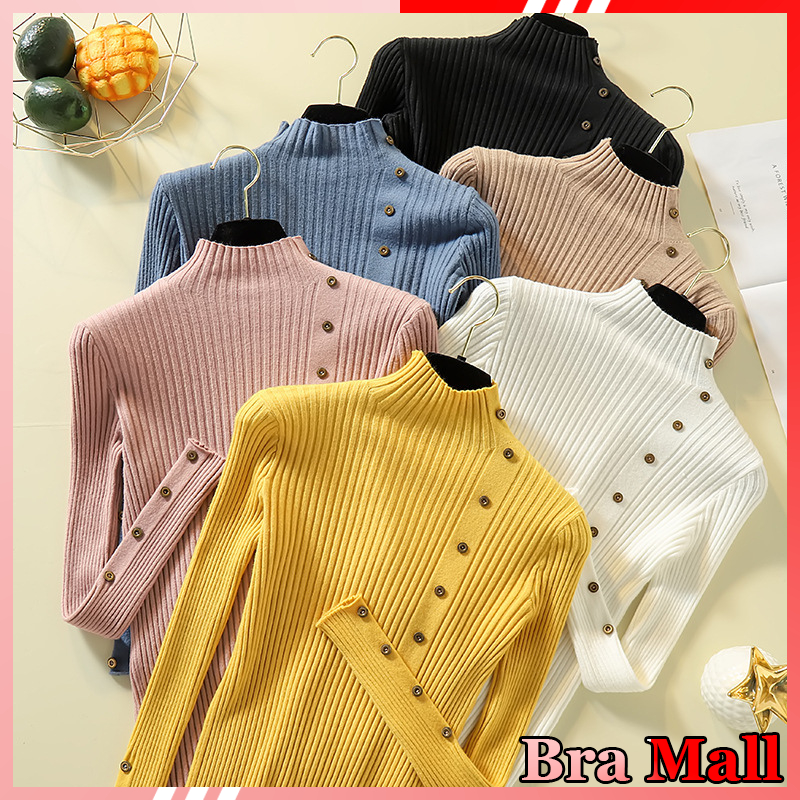 【 Bra Mall 】BJ-040 Turtleneck Knit Long Sleeve Korean Style Import Premium New Release | Atasan Turtleneck Rajut Korean Style Lengan Panjang