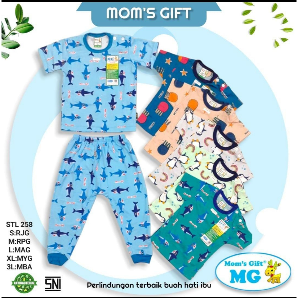 MOM'S GIFT Setalan Baju Pendek Celana Panjang Motif Full Print Uk S, M, L, XL, SNI