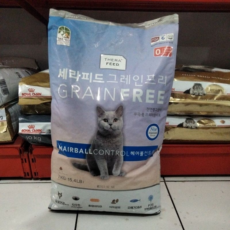 Catsrang Therafeed Hairball Control 7kg dry food / Makanan kucing Grain free Therafeed Hairball Control