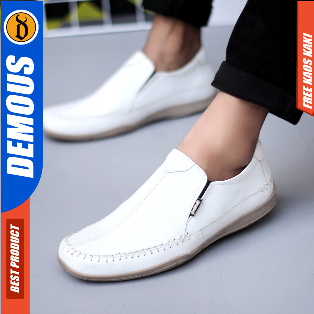 DEMOUS DIVOC - Sepatu Formal Casual Slop Kulit Asli Kerja hitam Pria