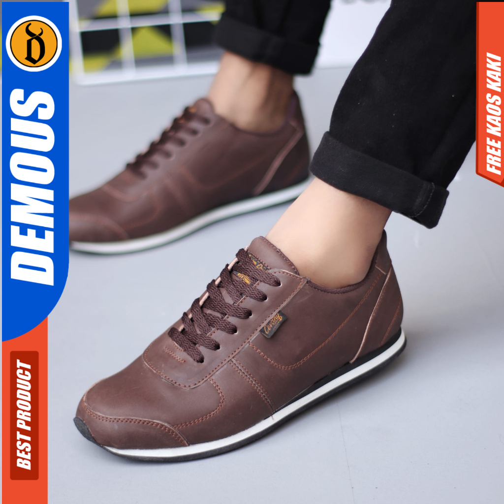 DEMOUS MORLEY - Sepatu Casual Sneakers Formal Kulit Tali Hitam Pria