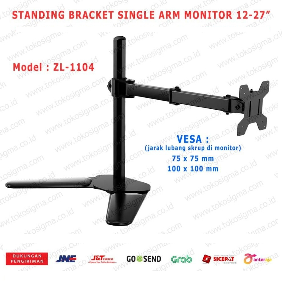 BRACKET STANDING ZL-1104 TAPAK MEJA DESK 1 ARM MONITOR FLAT 13-27 in