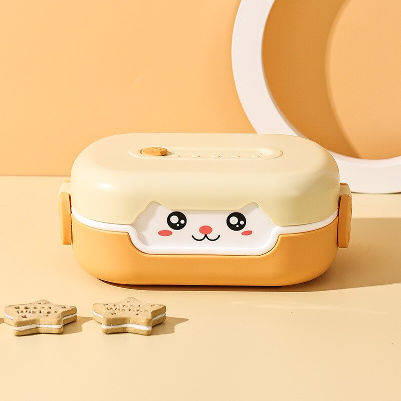 KOTAK MAKAN NEKO / LUNCH BOX KUCING PORTABLE 2 SEKAT F1101