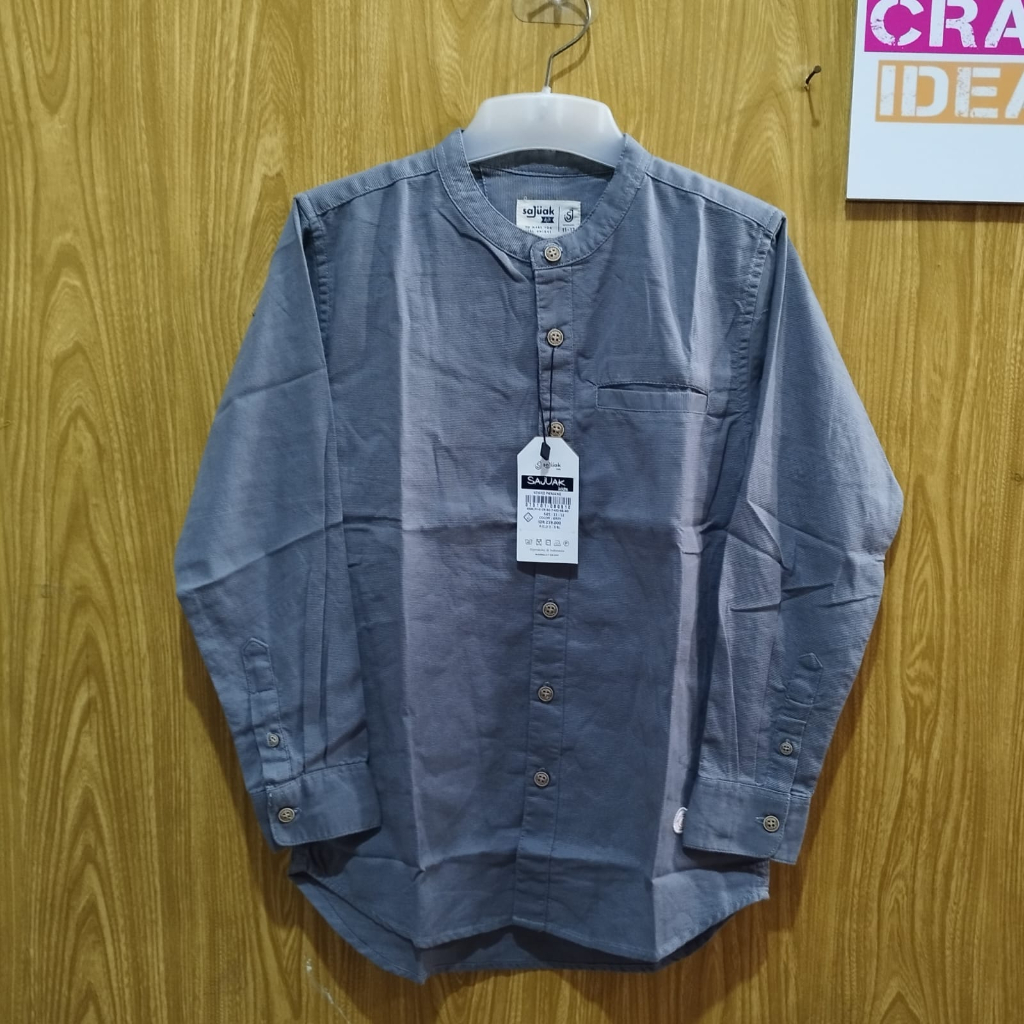 GREY BAJU KEMEJA KOKO KEMKO COUPLE PASANGAN AYAH ANAK LENGAN PANJANG WARNA GREY ORIGINAL SAJUAK