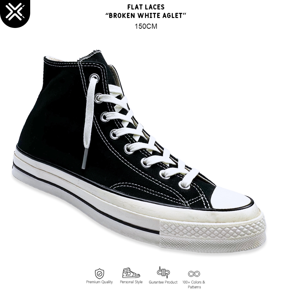 TALI SEPATU CONVERSE 70S BROKEN WHITE (FLAT LACES) | PREMIUM SHOELACES