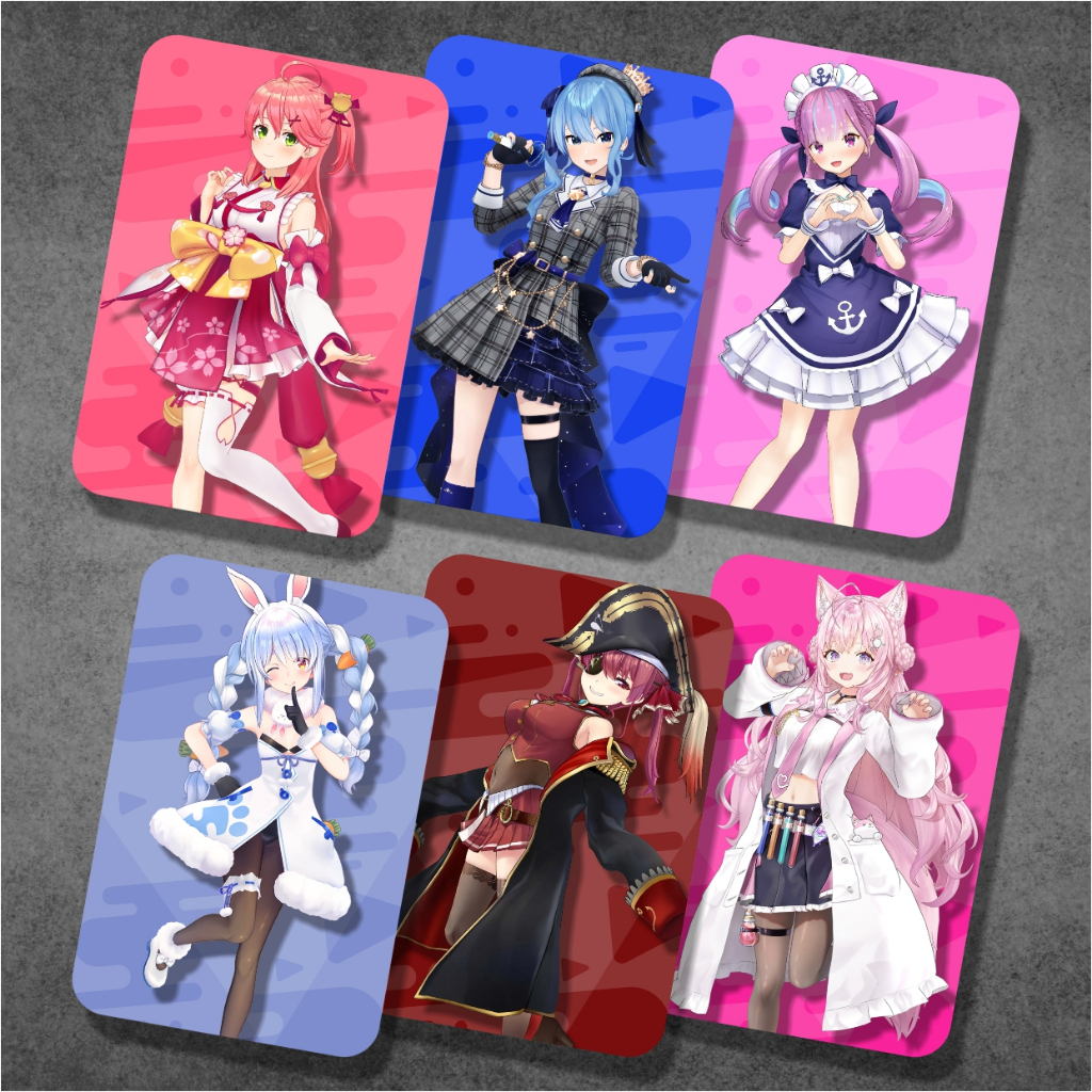 Koleksi Photocard / Kartu Anime Game VTuber Hololive A - Miko Suisei Fubuki Haachama Matsuri Aqua Ayame Subaru Mio Korone Okayu Pekora Rushia Marine Coco Watame Towa Lamy Botan Koyori Gura Amelia Calli Kiara Ina Moona Kobo Ollie