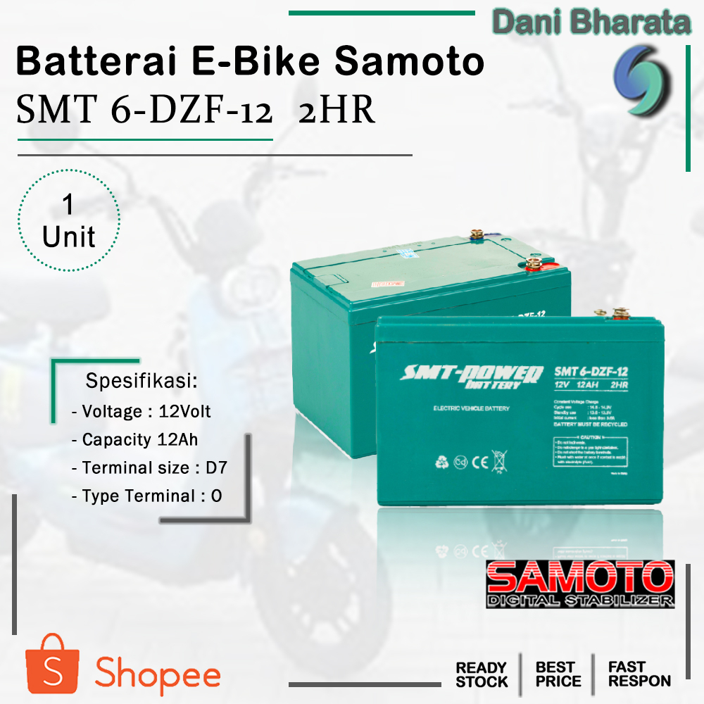 𝐉𝐮𝐚𝐥 Baterai aki kering E-Bike Electric Bike Baterai 12Volt 12AH SMT-6-DZF-12 2HR Batteray kering